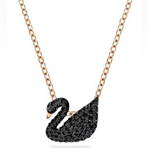 Swarovski Black and Rose Gold Swan Necklace